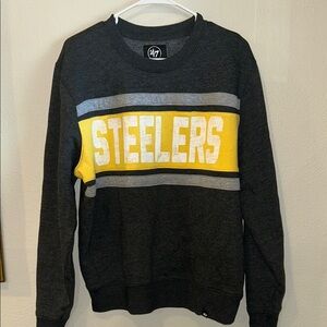 ‘47 Steelers Black Yellow Crewneck Sweater Sweatshirt Sz Large